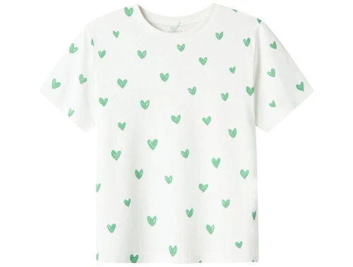 Name It t-shirt hvid med grønne hjerter